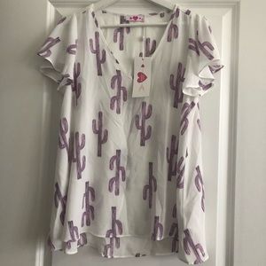 Sheer top with cactus design